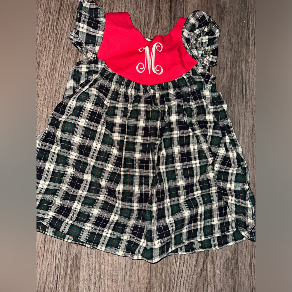 Plaid Kids Dress with Red Accent